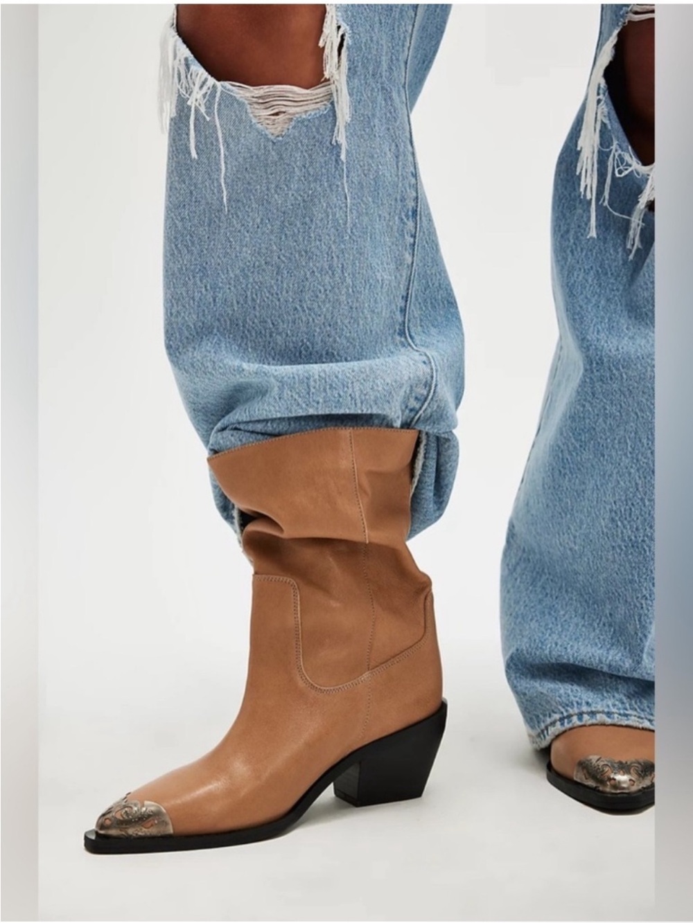 NEW Free People Faster Horses Filigree Boots in Camel Leather Size 7